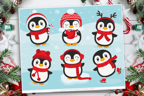 Little Christmas Penguins Clipart Review